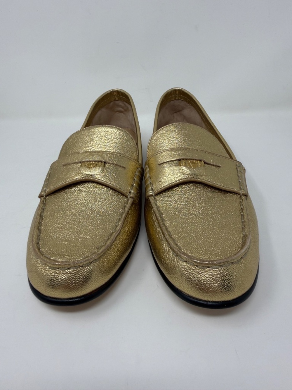 New Veronica Beard Penny Metallic Leather Loafer Gold Sz 9 - Picture 9 of 15